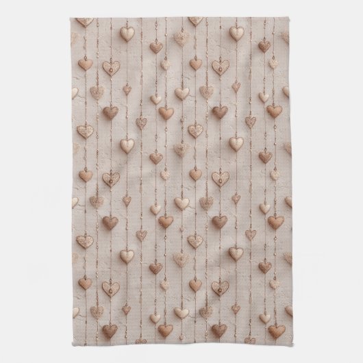 Vintage Lace Heart Strings キッチンタオル (縦)