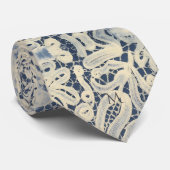 Vintage Lace-Inspired Pattern in Navy Champagne  ネクタイ (ロール)