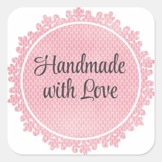 Vintage Lace Pink Thank You Sticker Sheet スクエアシール (正面)