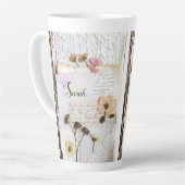 Vintage Lace Pressed Flower Shabby Chic カフェラテマグ (左アングル)