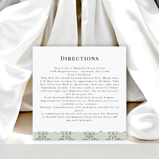 Vintage Lace Wedding Directions Card エンクロージャーカード