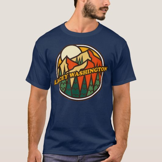 Vintage Lacey Washington Mountain Hiking Print Tシャツ (正面)