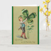 Vintage Lad With Shamrocks Greeting Card カード (黄色い花)