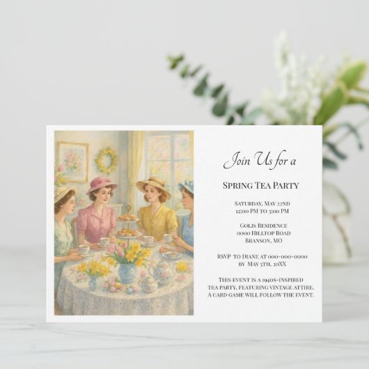 Vintage Ladies Spring Tea Party  招待状 (スタンド正面)