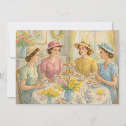 Vintage Ladies Spring Tea Party 招待状 (裏面)