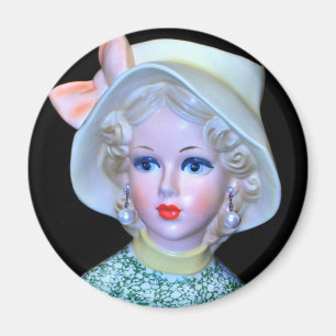 Vintage Lady Head Vase Flapper Cloche Hat マグネット