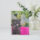 Vintage Lady in Flowers Collage ポストカード (スタンド正面)