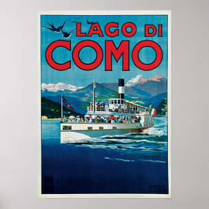 Vintage Lago di Como Travel ポスター