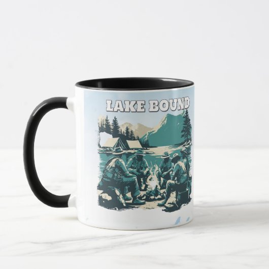 Vintage Lake Bound Camping Campfire Graphic マグカップ (左)