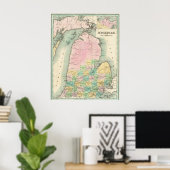Vintage Lake Michigan Map 1838 Poster ポスター (ホームオフィス)