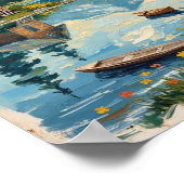 Vintage Lakeside Cabin Rustic Art ポスター (角)