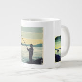 Vintage Lakeside Fishing Silhouette ジャンボコーヒーマグカップ (正面右)