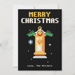 Vintage Lantern Pixel Art Christmas Card シーズンカード