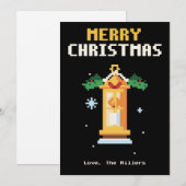 Vintage Lantern Pixel Art Christmas Card シーズンカード (正面/裏面)