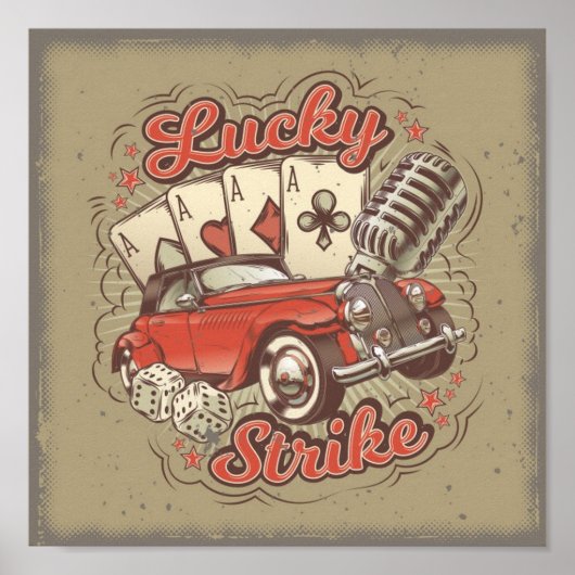 Vintage Las Vegas Lucky Strike Poster ポスター (正面)