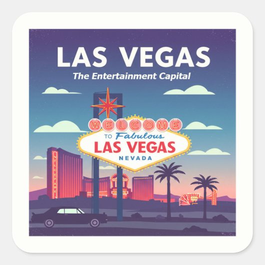 Vintage Las Vegas Nevada スクエアシール (正面)