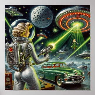 Vintage Laser Beam Pin-Up ポスター