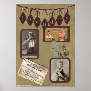 Vintage "Laundry" Scrapbook Print ポスター
