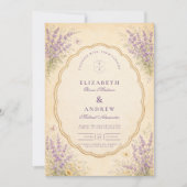 Vintage Lavender Garden Wedding 招待状 (正面)