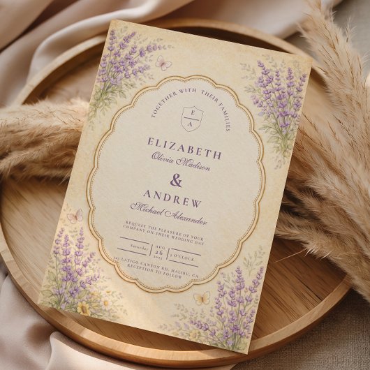Vintage Lavender Garden Wedding 招待状