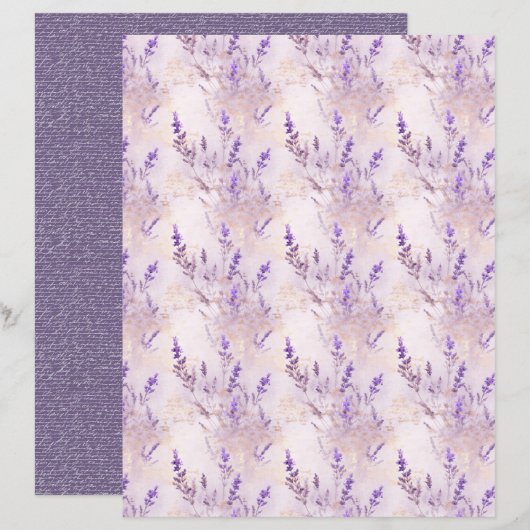 Vintage Lavender Journal Paper Sheet (正面/裏面)