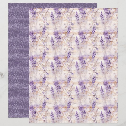 Vintage Lavender Journal Paper Sheet (正面/裏面)