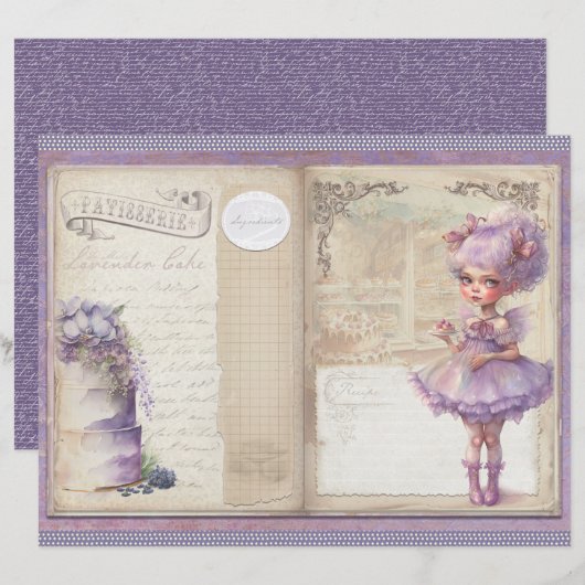 Vintage Lavender Journal Paper Sheet (正面/裏面)