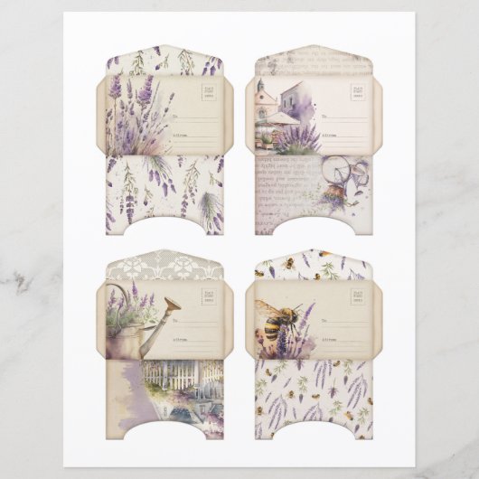 Vintage Lavender Journal Paper Sheet (正面)