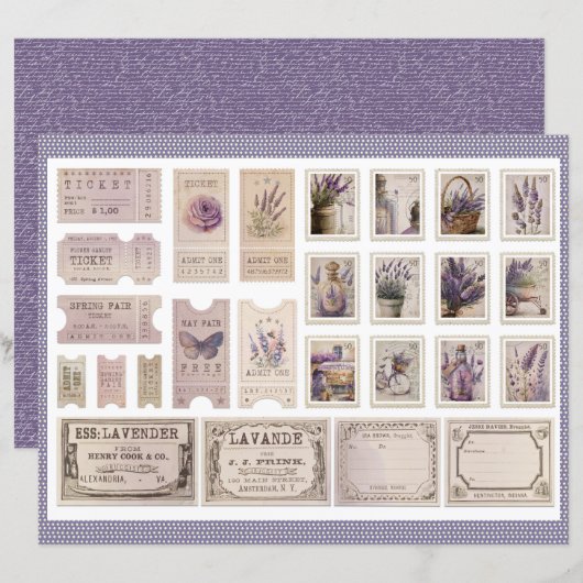 Vintage Lavender Journal Paper Sheet (正面/裏面)