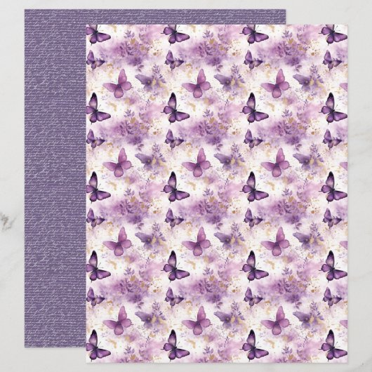 Vintage Lavender Journal Paper Sheet (正面/裏面)