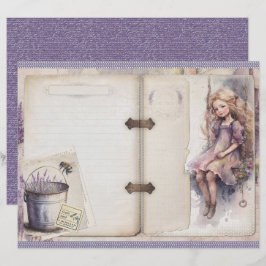 Vintage Lavender Journal Paper Sheet