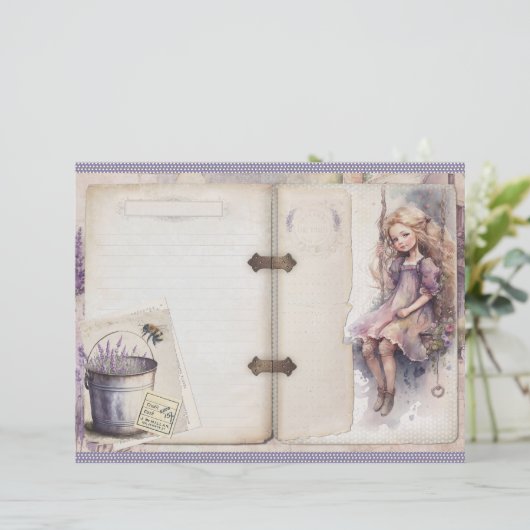 Vintage Lavender Journal Paper Sheet (スタンド正面)