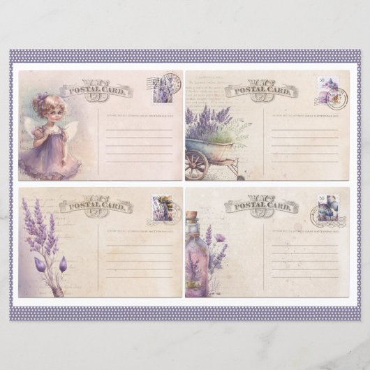 Vintage Lavender Journal Paper Sheet (正面)