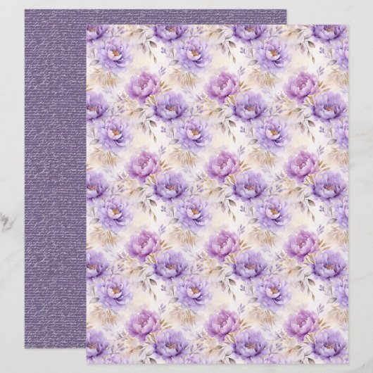 Vintage Lavender Journal Paper Sheet (正面/裏面)
