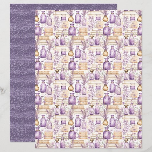 Vintage Lavender Journal Paper Sheet (正面/裏面)