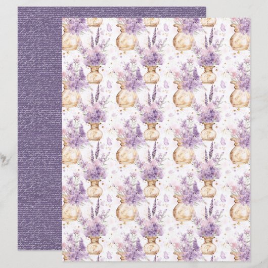 Vintage Lavender Journal Paper Sheet (正面/裏面)