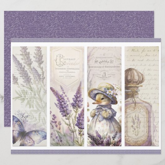 Vintage Lavender Journal Paper Sheet (正面/裏面)