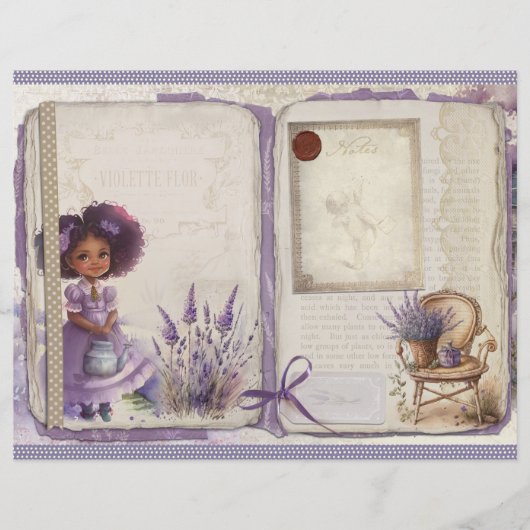 Vintage Lavender Journal Paper Sheet (正面)