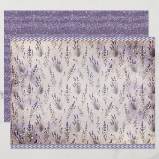 Vintage Lavender Journal Paper Sheet (正面/裏面)