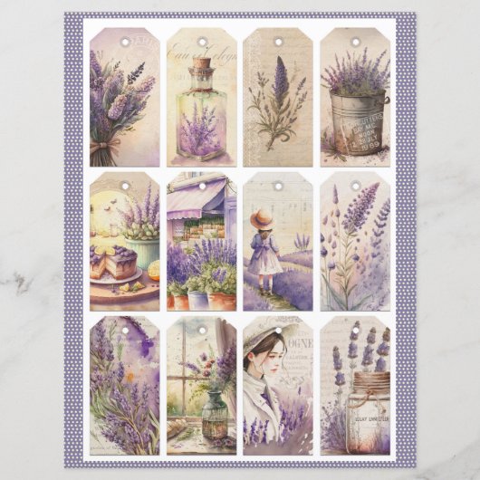 Vintage Lavender Journal Paper Sheet (正面)