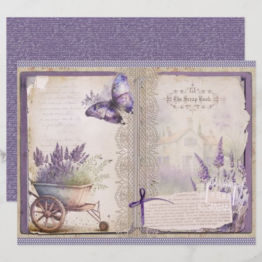 Vintage Lavender Journal Paper Sheet (正面/裏面)