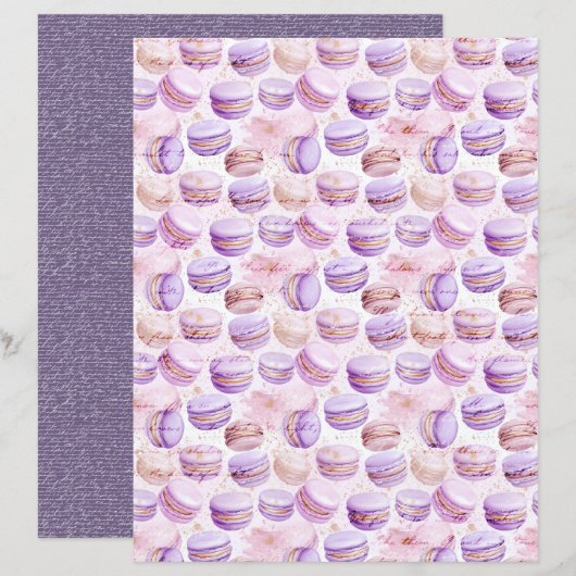 Vintage Lavender Macaron Journal Paper Sheet (正面/裏面)