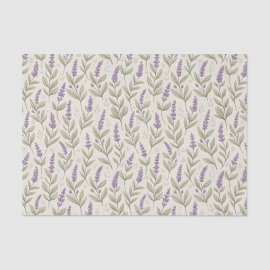 Vintage Lavender Sprigs Cream Botanical Farmhouse 薄葉紙 (正面)