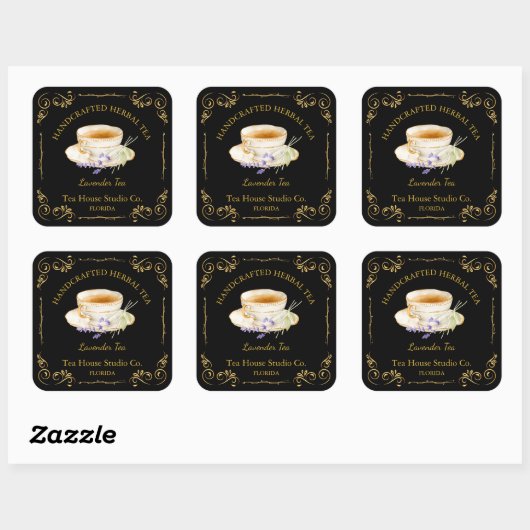 Vintage Lavender Tea Square Label スクエアシール (シート)