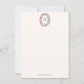 Vintage Leaf Pink Monogram Personalized Stationery ノートカード (正面)
