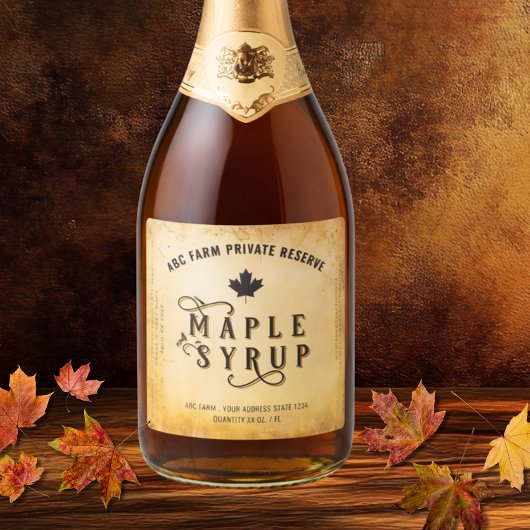 Vintage Leaf Private Reserve Maple Syrup Label スパークリングワインラベル