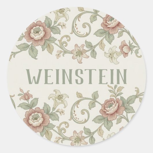 Vintage Leaf Purim Sticker ラウンドシール (正面)