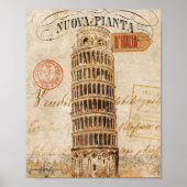 Vintage Leaning Tower of Pisa ポスター (正面)