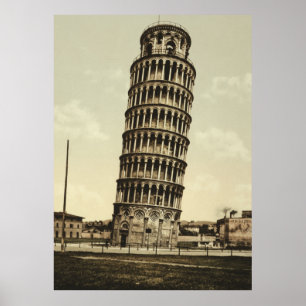 Vintage Leaning Tower of Pisa Photograph (1900) ポスター