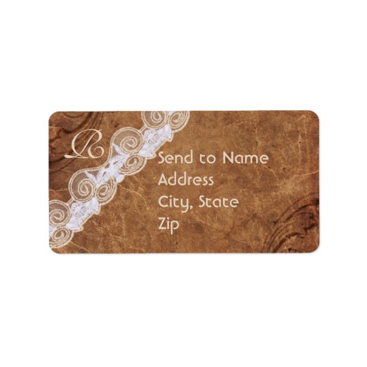 Vintage Leather and Lace Monogram Address Label ラベル (正面)